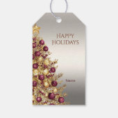 Gouden Bourgondische kerstboom Holiday Gift Label Cadeaulabel (Achterkant)