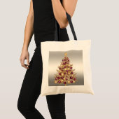 Gouden Bourgondische kerstboom vakantie Canvas tas (Voorkant (product))