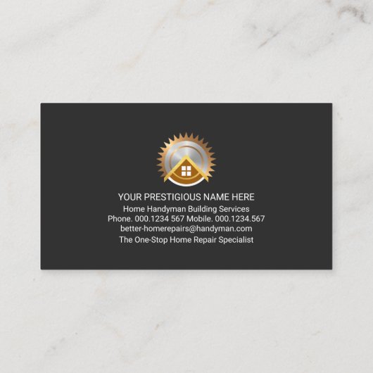 Gouden Bouw Landschap Handyman Gereedschap Visitekaartje (Achterkant)