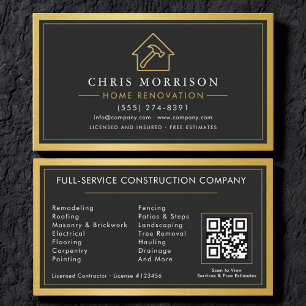 Gouden Bouwconstructie Home Renovatie QR Code Visitekaartje