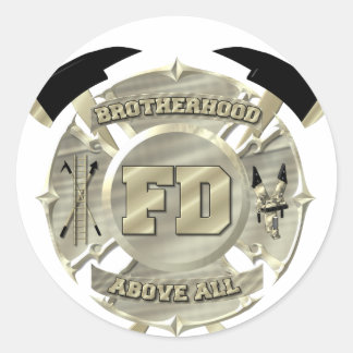 Gouden Brandweerman Brotherhood Symbool Ronde Sticker