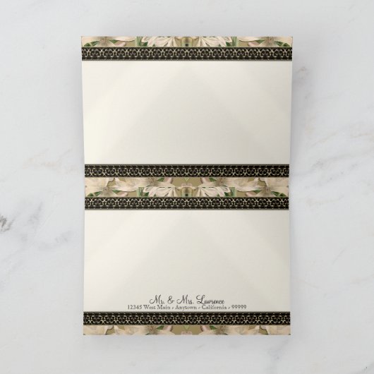 Gouden Brocade Bloemen Formele Elegant Dank u Opme Bedankkaart (Binnen)