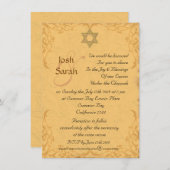  gouden brokaat joodse bruiloft kaart (Voorkant / Achterkant)