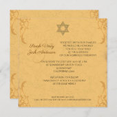 gouden brokaat joodse bruiloft kaart (Voorkant / Achterkant)