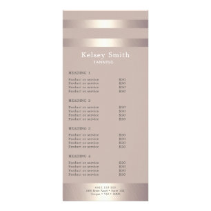 Gouden Brons Tanning of Beauty Salon Prijzen Reclamekaart