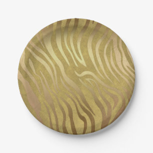 Gouden Brons Zebraprint Jungle Safari Glam Papieren Bordje
