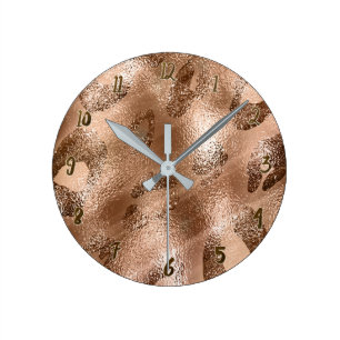 Gouden Bronzen Luipaard Cheeta Print Stippen Custo Ronde Klok