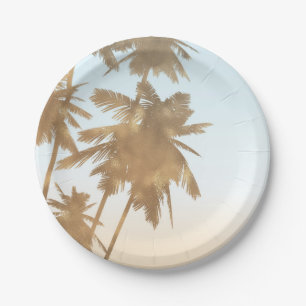 Gouden Bronzen Palmen Strand Ombre Palmboom Chic Papieren Bordje
