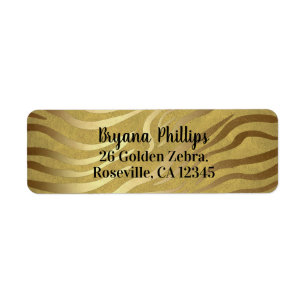 Gouden Bronzen Zebraprint Jungle Safari Glam Etiket