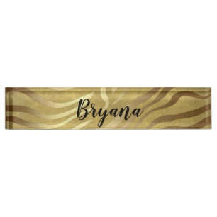 Gouden Bronzen Zebraprint Jungle Safari Glamour Naambordje