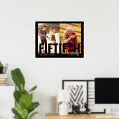 Gouden Bruiloft 2 Foto Modern 50e Verjaardag Poster (Thuiskantoor)