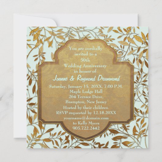 Gouden Bruiloft 50-jarig Huwelijksjubileum Kaart (Achterkant)