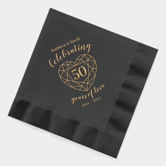 Gouden bruiloft 50e Folie Gestempeld servetten (Links)