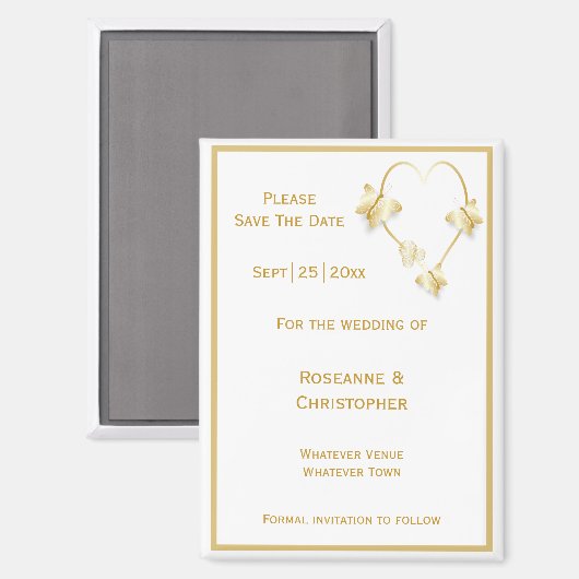 Gouden bruiloft Bewaar de datum Magneet Vlinders (Voorkant / Achterkant)