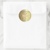 Gouden bruiloft harten en ringen | personaliseren ronde sticker (Tas)