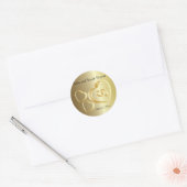 Gouden bruiloft harten en ringen | personaliseren ronde sticker (Envelop)