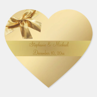 Gouden Bruiloft Liefde Hart Sticker Met Boog