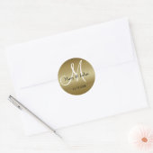 Gouden Bruiloft Monogram Afdichtingen Ronde Sticker (Envelop)