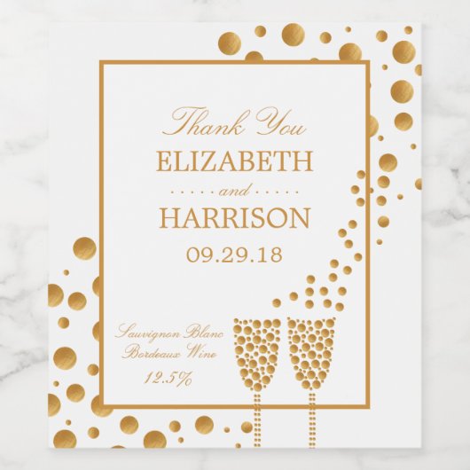 Gouden Bruiloft Mousserende Wijn Bubbles Etiket (Enkel label)
