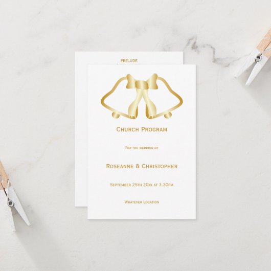 Gouden bruiloft programma bellen en lint (Voorkant / Achterkant in situ)