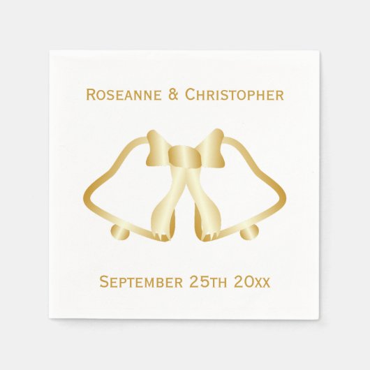 Gouden bruiloft servetten klokken en lint (Voorkant)