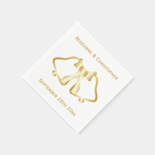 Gouden bruiloft servetten klokken en lint (Hoek)