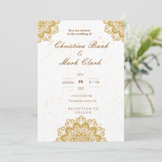 Gouden bruiloft uitnodiging (Staand voorkant)