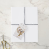 Gouden Bruine Kerst Krans Foto Cadeaulabel (Met Touw)