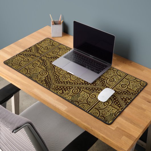 Gouden Bruine Ornamental Desk Mat w / out Monogram (Kantoor 2)