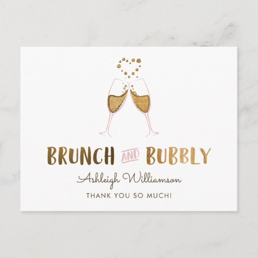 Gouden brunch & Bubbly Vrijgezellenfeest | Dank u Briefkaart (Voorkant)