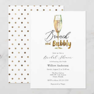 Gouden brunch en Bubbly Champagne Vrijgezellenfees Kaart