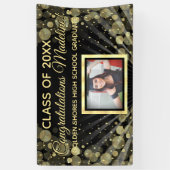 Gouden Bubbels Rays Aangepaste Foto Afstuderen Tek Spandoek (Verticaal)