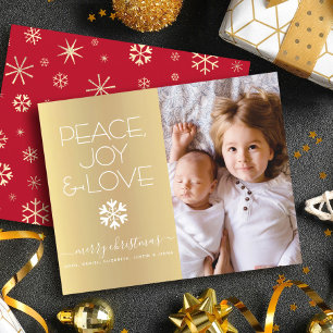 Gouden Budget Kerstfoto Vrede Joy Love Kaart