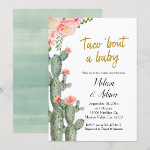 Gouden Cactus bloementaco Bout Baby Baby shower Kaart
