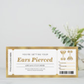 Gouden cadeaubon voor oor piercing kaart (Staand voorkant)