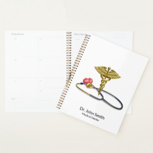Gouden Caduceus & Medische Stethoscoop met Hart Planner