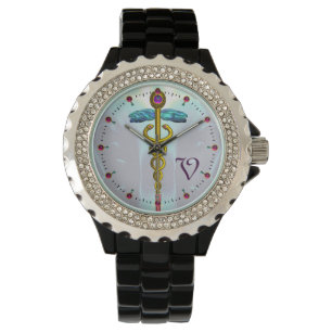 GOUDEN CADUCEUS MONOGRAM, Aqua Blue Horloge