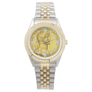 Gouden Caesar Oudheden Munt Diamant Dial Horloge
