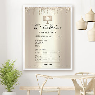 Gouden Cake Bakkerij Chef Glitter Drip Menu Prijsl Poster