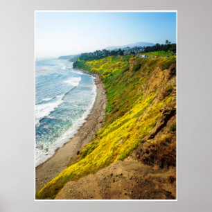 Gouden Californische Kustlijn – Oceaanklipprint Poster