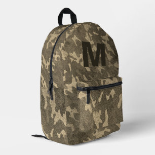 Gouden Camouflage Glitter Outdoor Bruin Monogram Bedrukte Rugzak