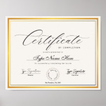 Gouden certificaat van voltooiing, diplomadiploma