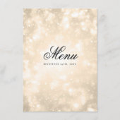 Gouden Champagne Bokeh Elegant Bruiloft Menu (Achterkant)