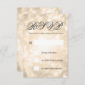 Gouden Champagne Bokeh Elegante Bruiloft RSVP (Voorkant / Achterkant)