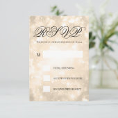 Gouden Champagne Bokeh Elegante Bruiloft RSVP Kaartje (Staand voorkant)