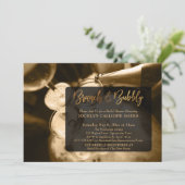 Gouden Champagne Brunch & Borrelende Handgeschreve Kaart (Staand voorkant)