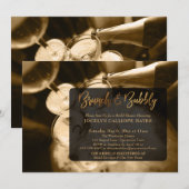 Gouden Champagne Brunch & Borrelende Handgeschreve Kaart (Voorkant / Achterkant)