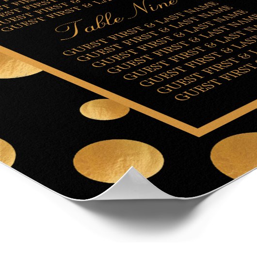 Gouden Champagne Bubbles Trouwzitplaats Chart Poster (Hoek)