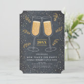 Gouden Champagne Chalkboard oudejaarsavond Kaart (Staand voorkant)