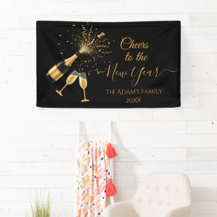 Gouden Champagne Klinkt Nieuwjaar Spandoek